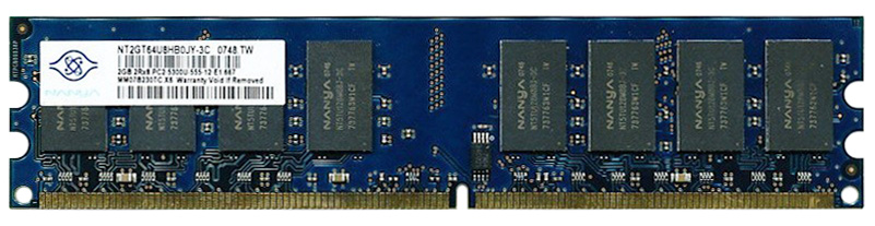 NT2GT64U8HB0JY-3C Nanya 2GB PC2-5300 DDR2-667MHz non-ECC Unbuffered CL5 240-Pin DIMM Dual Rank Memory Module