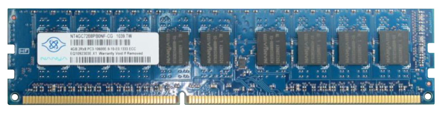 NT4GC72B8PB0NF-CG Nanya 4GB PC3-10600 DDR3-1333MHz ECC Unbuffered CL9 240-Pin DIMM Dual Rank Memory Module