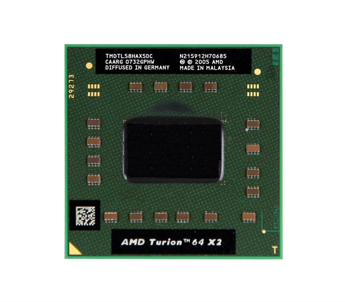 TMDTL58HAX5DC AMD Turion 64 X2 TL-58 Dual-Core 1.90GHz 1MB L2 Cache Socket S1 Mobile Processor