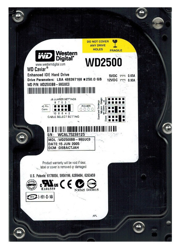 WD2500BB-98GUC0 Western Digital Caviar 250GB 7200RPM ATA-100 2MB Cache 3.5-inch Internal Hard Drive