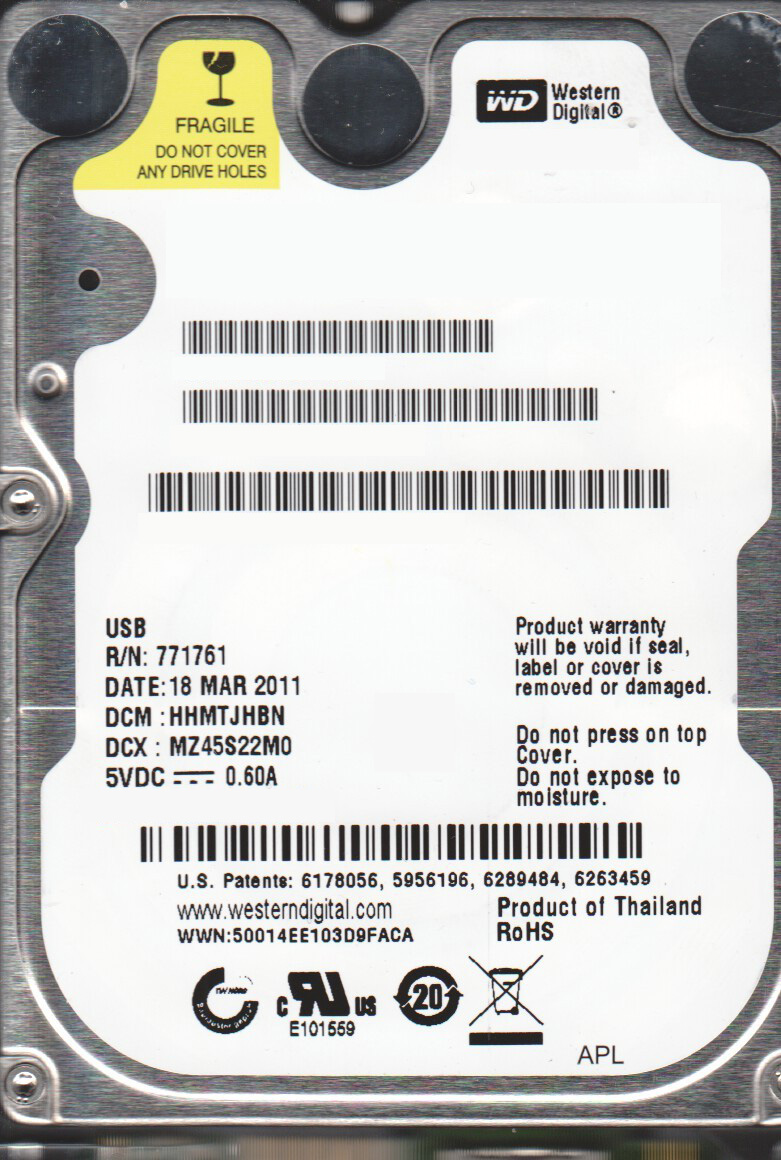 WD2500BMVV-11A1CS0 Western Digital 250GB 5400RPM USB 2.0 2.5-inch Internal Hard Drive