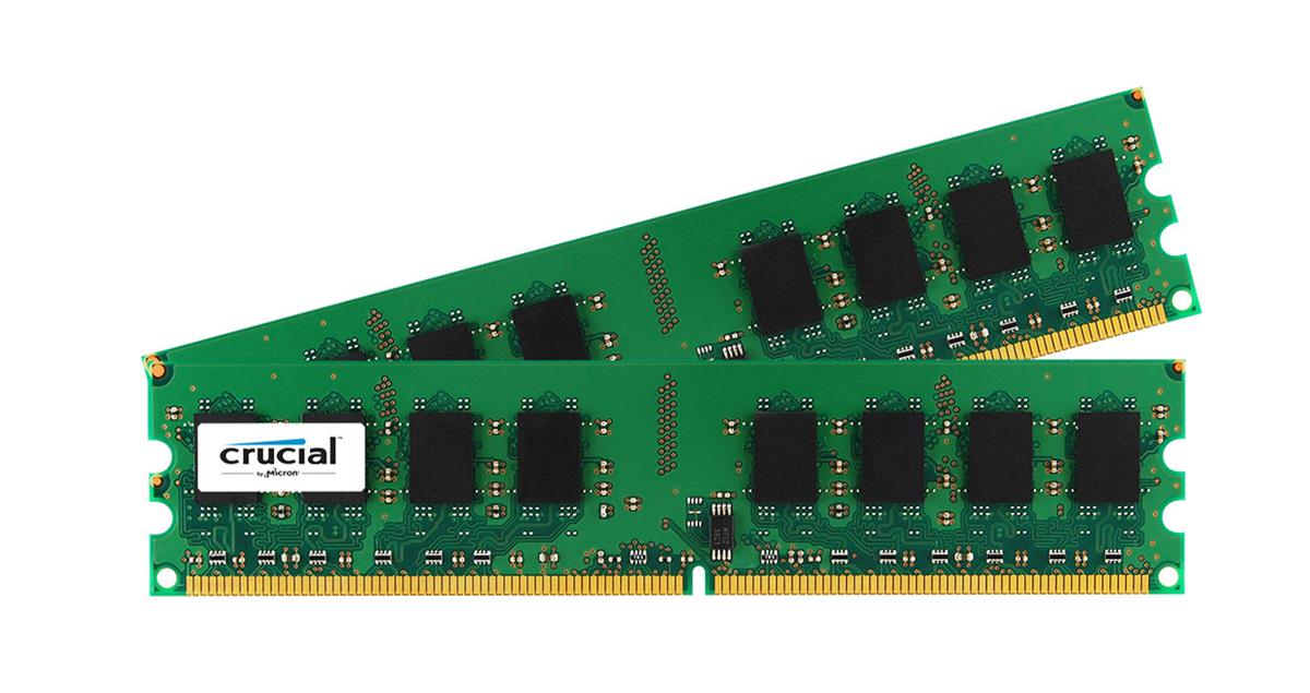 CT2KIT12864AA1067 Crucial 2GB Kit (2 X 1GB) PC2-8500 DDR2-1066MHz non-ECC Unbuffered CL7 240-Pin DIMM Memory