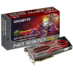 GV-R597D5-2GD-B GIGA-BYTE Radeon HD 5970 Graphics Card ATi Radeon HD 5970 725MHz 2GB GDDR5 SDRAM 512bit PCI Express 2.0 x16 DVI-I, Mini DisplayPort Retail