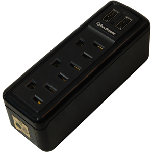 TRVL918 Cyber Power CyberPowerSurge Suppressor Receptacles: 3 x NEMA 5-15R 2 x USB 918 J