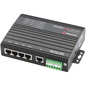 32045-6 Comtrol RocketLinx ES7105 Ethernet Switch 5 Ports 4 x POE 10/100Base-TX PoE Ports (Refurbished)