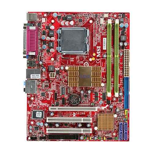7592-001 MSI G41M4-F Socket LGA 775 Intel G41 + ICH7 Chipset Core 2 Quad/ Core 2 Duo/ Pentium Dual-Core/ Celeron Processors Support DDR2 2x DIMM 4x SATA 3.0Gb/s Micro-ATX Motherboard (Refurbished)