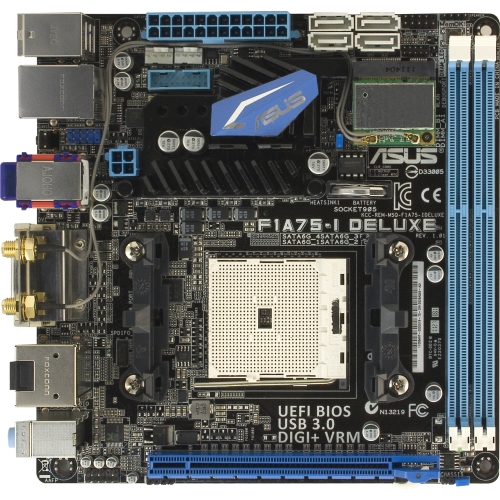 F1A75-I-DX ASUS Socket FM1 AMD A75 FCH Chipset AMD A-Series/ E2-Series Accelerated Processors Support DDR3 2x DIMM 4x SATA 6.0Gb/s Mini-ITX Motherboard (Refurbished)