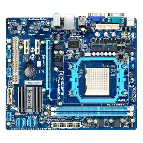 GA-M68MT-S2 Gigabyte Socket AM3 Nvidia GeForce 7025/ nForce 630a Chipset AMD Phenom II/ AMD Athlon II Processors Support DDR3 2x DIMM 4x SATA 3.0Gb/s Micro-ATX Motherboard (Refurbished)