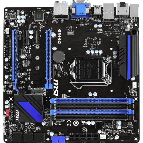 H97-G43 MSI H97M-G43 Socket LGA 1150 Intel H97 Chipset Core i7 / i5 / i3 / Pentium / Celeron Processors Support DDR3 4x DIMM 4x SATA 6.0Gb/s Micro-ATX Motherboard (Refurbished)