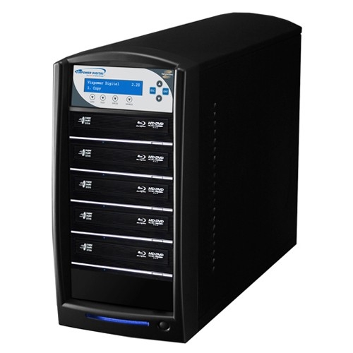 SHARKNET-5T-DVDLS Vinpower Digital LightScribe 1:5 CD/DVD Duplicator Standalone DVD-ROM, DVD-Writer 20x DVD-R, 20x DVD+R, 12x DVD-R, 8x DVD+R, 48x CD-R 6x DVD-R/RW, 8x DVD+R/RW, 32x CD-RW USB