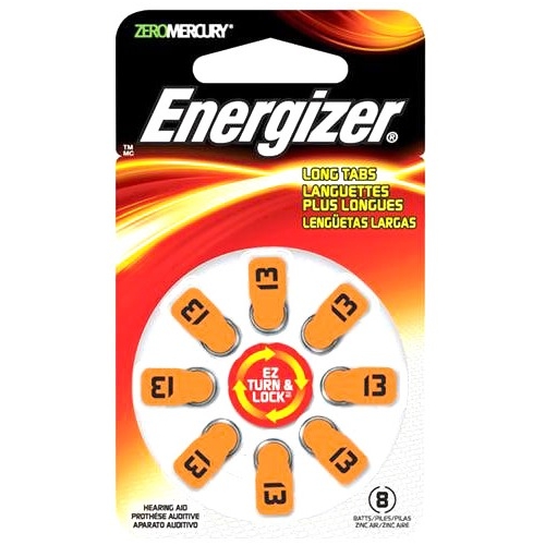 AZ13DP-8 Energizer AZ13DP Coin Cell Hearing Aid Battery Zinc Air 1.4 V DC 8 Pack (Refurbished)