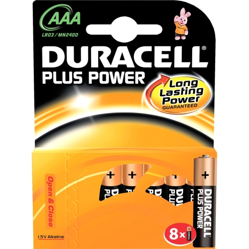 MN2400B8 Duracell Plus Power MN2400 General Purpose Battery AAA Alkaline Manganese Dioxide 1.5 V DC 8 Pack (Refurbished)