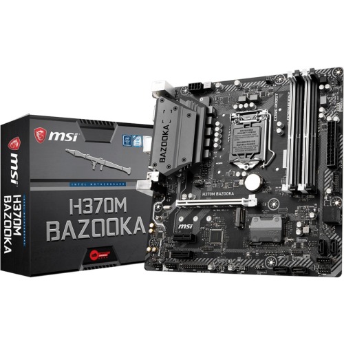 H370MBAZKA MSI H370M BAZOOKA Socket LGA 1151 Intel H370 Chipset 8th Generation Core i7 / i5 / i3 / Pentium G / Celeron Processors Support DDR4 4x DIMM 6x SATA3 6.0Gb/s Micro-ATX Motherboard (Refurbished)