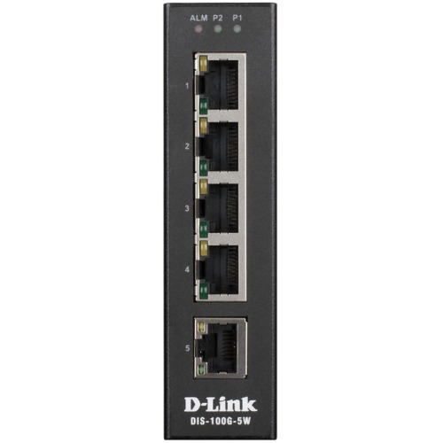 DIS-100G-5W D-Link Industrial Gigabit Unmanaged Switch 5 x Gigabit Ethernet Network Twisted Pair 2 Layer Supported Desktop, DIN Rail Mountable, Wall Mountable (Refurbished)