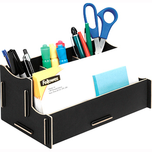 8015201 Fellowes Earth Series Organizer Desktop 4.4" Height x 10.4" Width x 5.9" Depth 4 Compartment(s) Fiberboard Black (Refurbished)