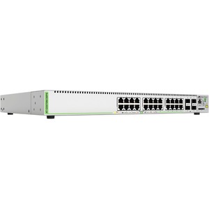 AT-GS970M/28PS-10 Allied Telesis Managed Gigabit Ethernet Switch - 24 Ports - Manageable - 3 Layer Supported - Modular - 4 SFP Slots - Optical Fiber, Twisted Pair - Wall Mountable, Rack-mountable,  (Refurbished)
