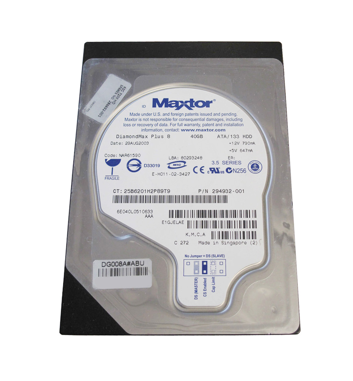 286692-001 HP 40GB 7200RPM ATA-133 3.5-inch Internal Hard Drive