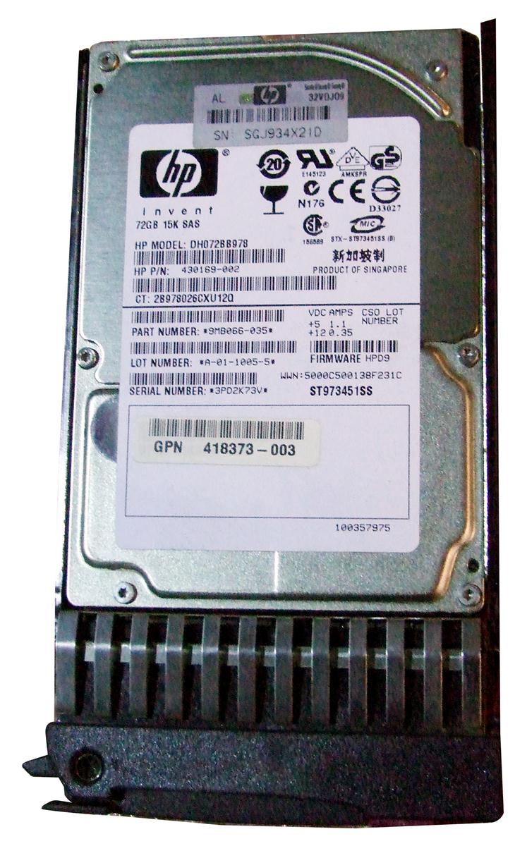 418371-B21R HP 72GB 15000RPM SAS 3Gbps Dual Port Hot Swap 2.5-inch Internal Hard Drive
