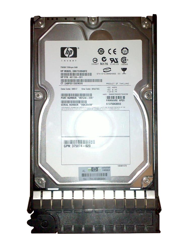 461134-001N HP 750GB 7200RPM SAS 3Gbps Dual Port Hot Swap 3.5-inch Internal Hard Drive