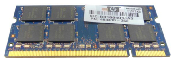 463410-352 HP 4GB PC2-6400 DDR2-800MHz non-ECC Unbuffered CL6 200-Pin SoDimm Dual Rank Memory Module