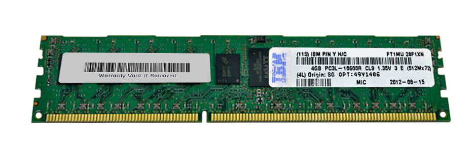 49Y1406-02 IBM 4GB PC3-10600 DDR3-1333MHz ECC Registered CL9 240-Pin DIMM 1.35V Low Voltage Single Rank x4 Memory Module