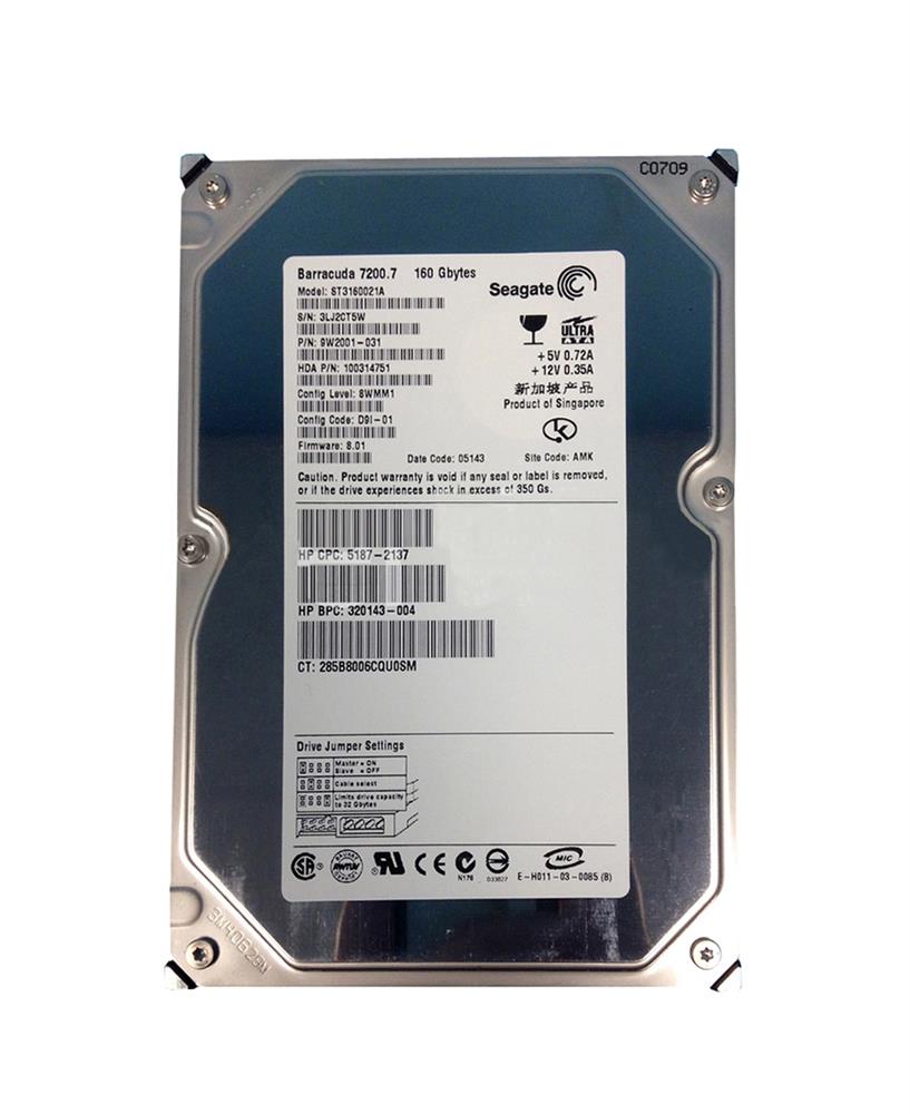 5187-2137 HP 160GB 7200RPM ATA-100 3.5-inch Internal Hard Drive