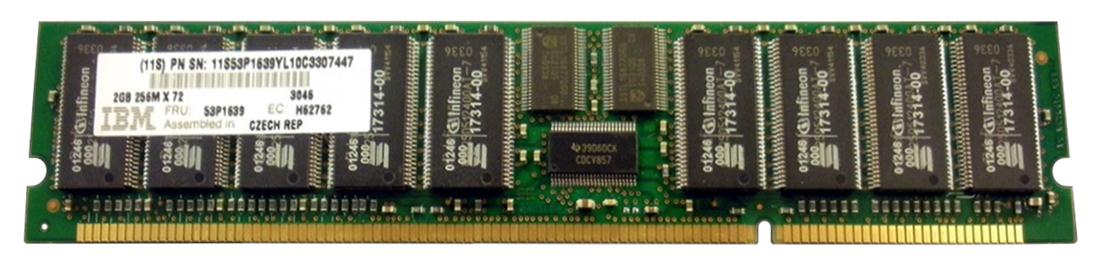 53P1639 IBM 2GB PC2100 DDR-266MHz Registered ECC CL2.5 208-Pin DIMM 2.5V Memory Module