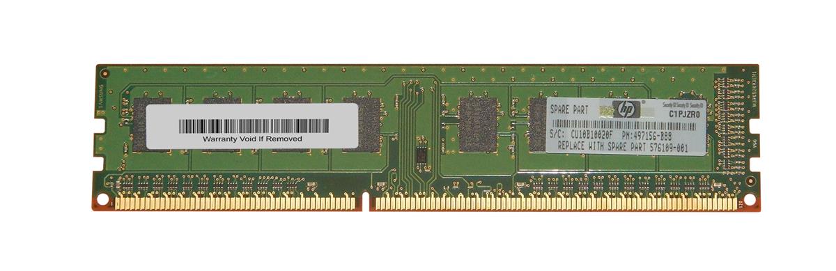 576109-001 HP 1GB PC3-10600 DDR3-1333MHz non-ECC Unbuffered CL9 240-Pin DIMM Single Rank Memory Module