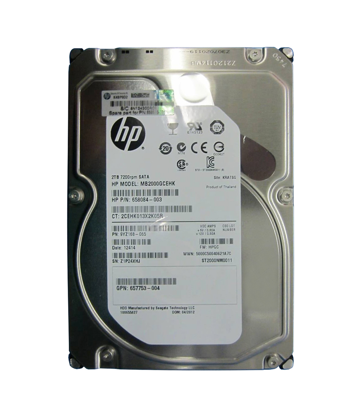 658079-S21 HP 2TB 7200RPM SATA 6Gbps Midline 3.5-inch Internal Hard Drive