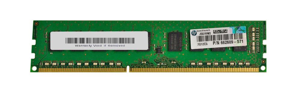 662609-571 HP 4GB PC3-12800 DDR3-1600MHz ECC Unbuffered CL11 240-Pin DIMM Dual Rank Memory Module