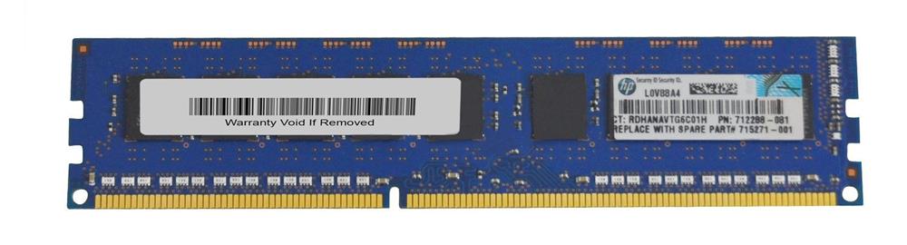 712288-581 HP 8GB PC3-14900 DDR3-1866MHz ECC Unbuffered CL13 Dual Rank x8 240-Pin DIMM Memory Module
