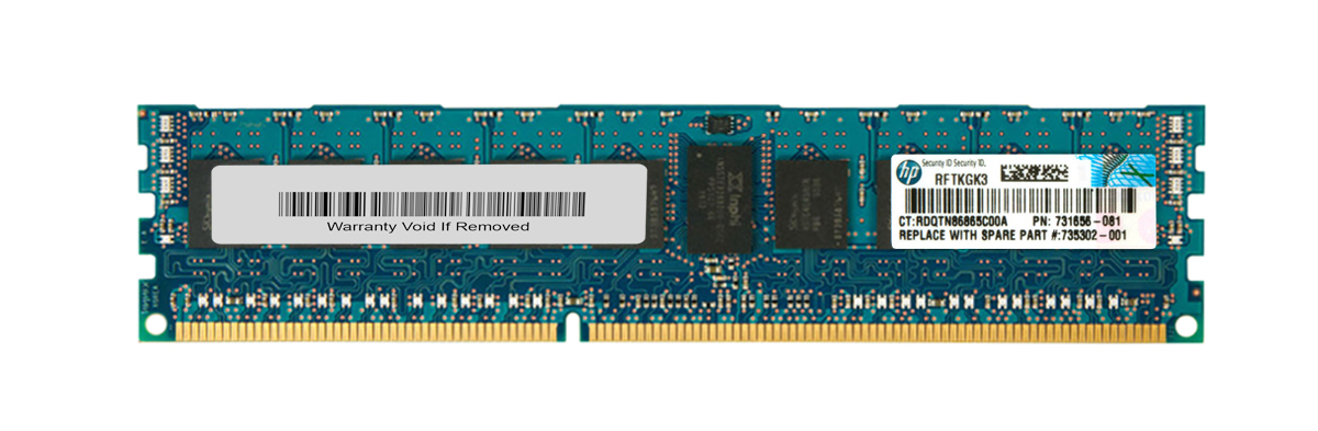 735302-001 HP 8GB PC3-12800 DDR3-1600MHz ECC Registered CL11 240-Pin DIMM 1.35V Low Voltage Single Rank Memory Module