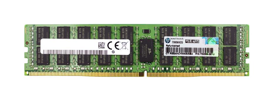 752369-081U HP 16GB PC4-17000 DDR4-2133MHz Registered ECC CL15 288-Pin DIMM 1.2V Dual Rank Memory Module