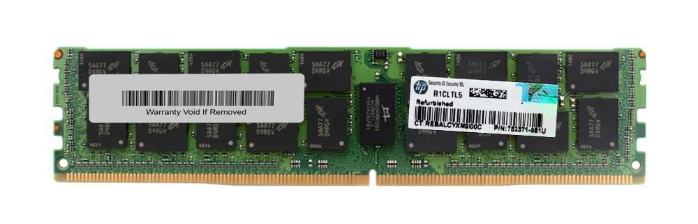 752371-081 HP 16GB PC4-17000 DDR4-2133MHz Registered ECC CL15 288-Pin DIMM 1.2V Dual Rank Memory Module