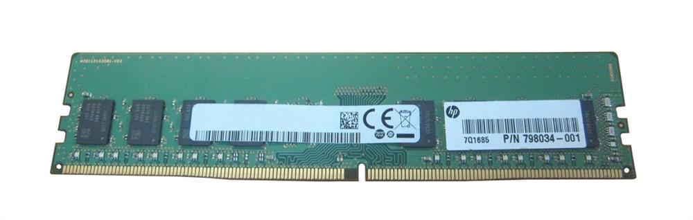 798034-001 HP 8GB PC4-17000 DDR4-2133MHz non-ECC Unbuffered CL15 288-Pin DIMM 1.2V Dual Rank Memory Module