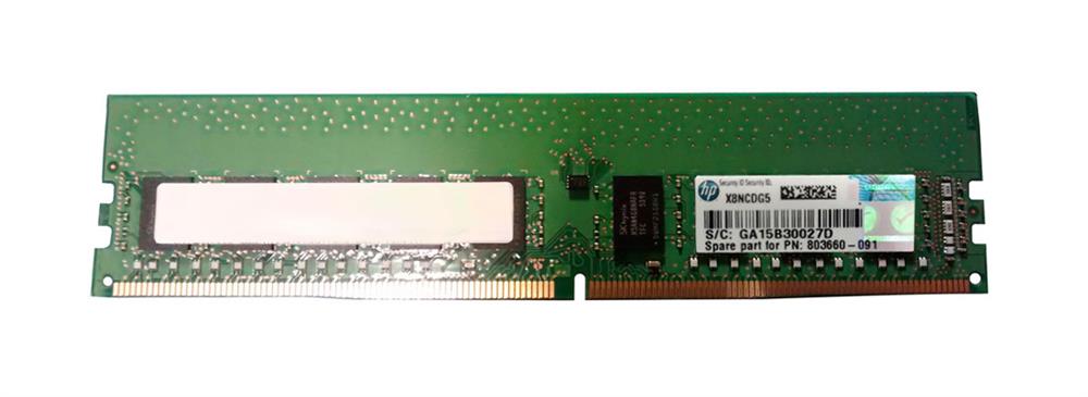 803660-091 HP 8GB PC4-17000 DDR4-2133MHz ECC Unbuffered CL15 288-Pin DIMM 1.2V Single Rank Memory Module