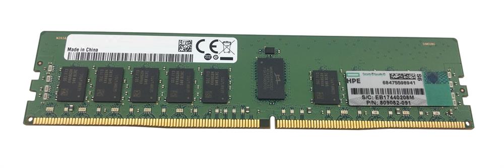 809082-091 HP 16GB PC4-19200 DDR4-2400MHz Registered ECC CL17 288-Pin DIMM 1.2V Single Rank Memory Module