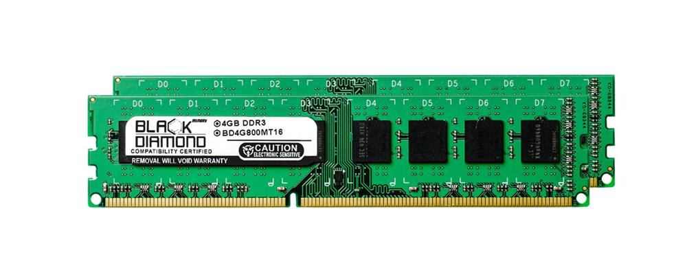 BD4GX2800MT16 Black Diamond 8GB Kit (2 X 4GB) PC3-6400 DDR3-800MHz non-ECC Unbuffered CL6 240-Pin DIMM Memory