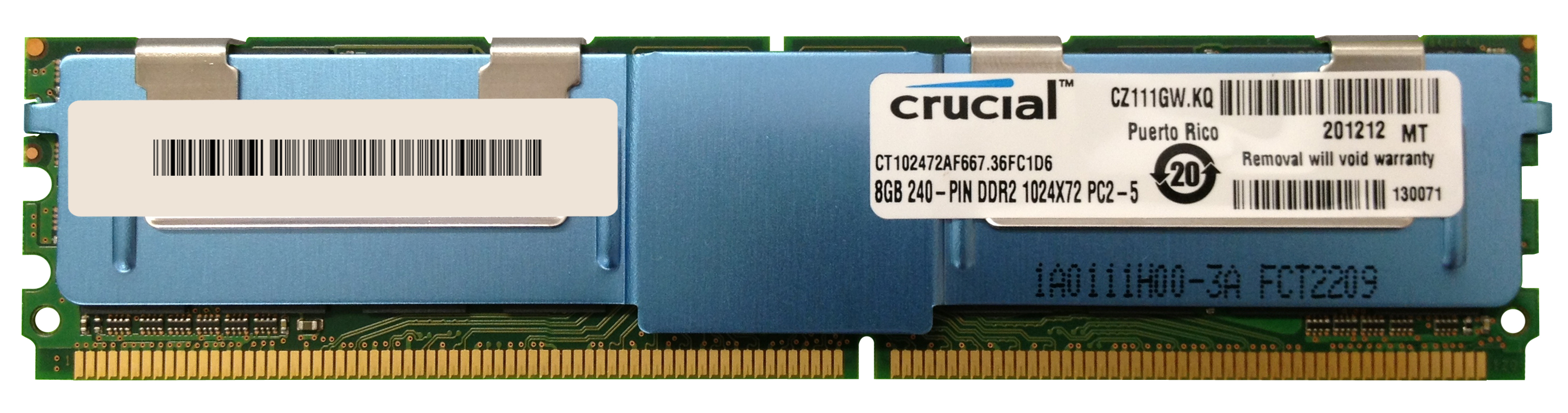 CT102472AF667.36FC1D6 Crucial 8GB PC2-5300 DDR2-667MHz ECC Fully Buffered CL5 240-Pin DIMM Dual Rank Memory Module