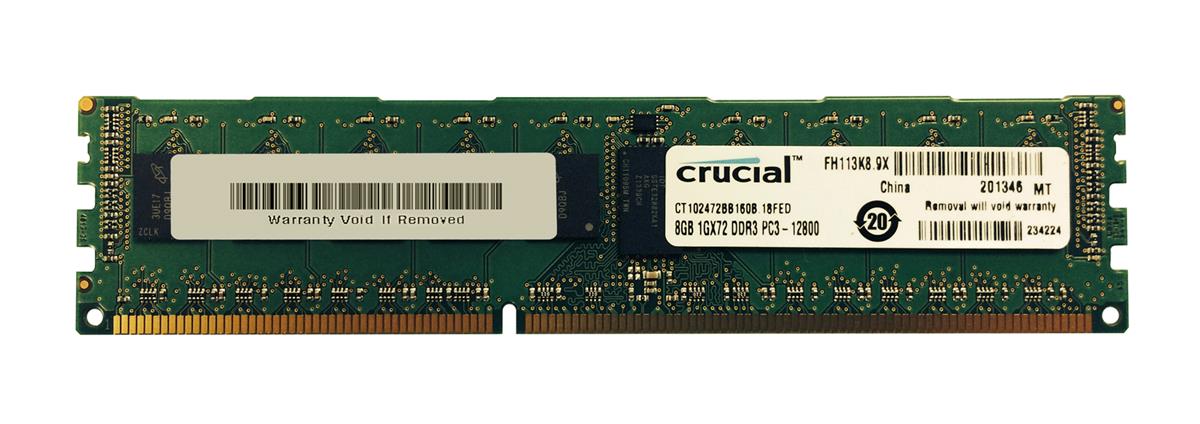CT102472BB160B.18FED Crucial 8GB PC3-12800 DDR3-1600MHz Registered ECC CL11 240-Pin DIMM Dual Rank Memory Module