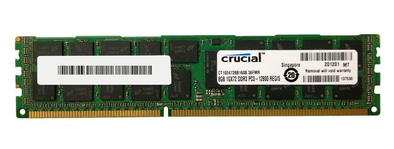 CT102472BB160B.36FMR Crucial 8GB PC3-12800 DDR3-1600MHz Registered ECC CL11 240-Pin DIMM Dual Rank Memory Module