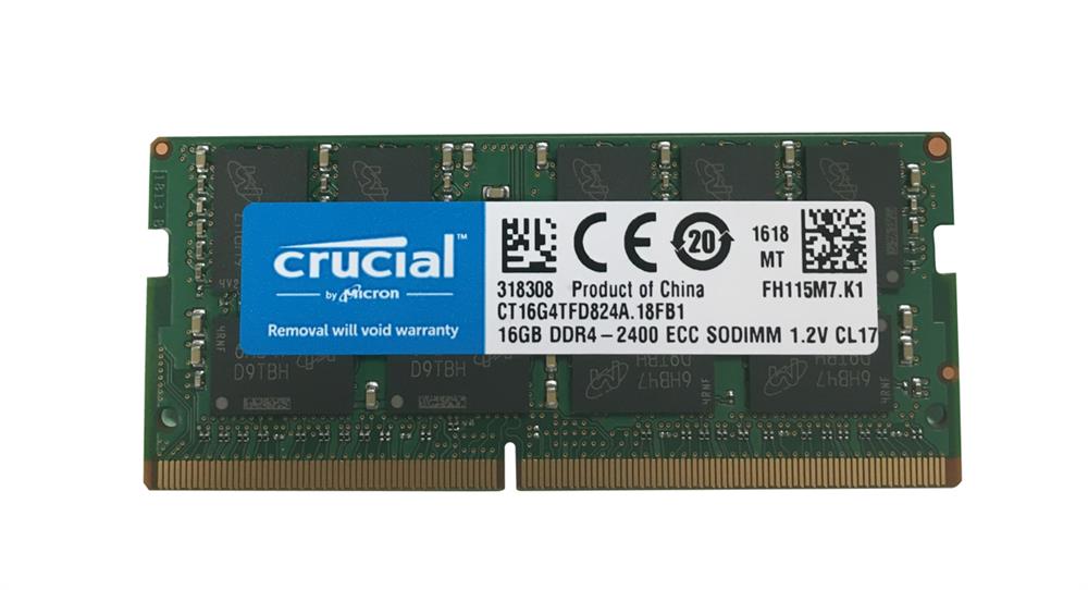 CT16G4TFD824A.18FB1 Crucial 16GB PC4-19200 DDR4-2400MHz non-ECC Unbuffered CL17 260-Pin SoDimm 1.2V Dual Rank Memory Module