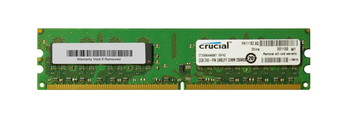 CT25664AA667.16FHZ Crucial 2GB PC2-5300 DDR2-667MHz non-ECC Unbuffered CL5 240-Pin DIMM Memory Module
