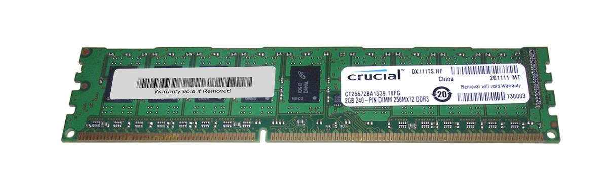 CT25672BA1339 Crucial 2GB PC3-10600 DDR3-1333MHz ECC Unbuffered CL9 240-Pin DIMM Dual Rank Memory Module