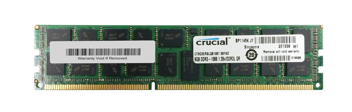 CT8G3ERSLQ81067.36FKD Crucial 8GB PC3-8500 DDR3-1066MHz Registered ECC CL7 240-Pin DIMM 1.35V Low Voltage Quad Rank Memory Module
