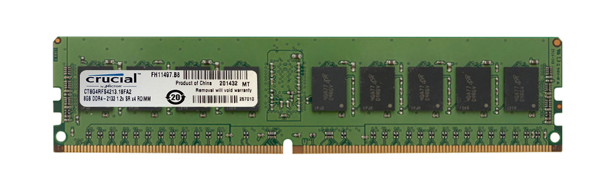 CT8G4RFS4213 Crucial 8GB PC4-17000 DDR4-2133MHz Registered ECC CL15 288-Pin DIMM 1.2V Single Rank Memory Module