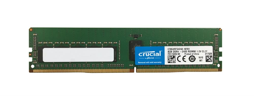 CT8G4RFS424A.18FB1 Crucial 8GB PC4-19200 DDR4-2400MHz Registered ECC CL17 288-Pin DIMM 1.2V Single Rank Memory Module