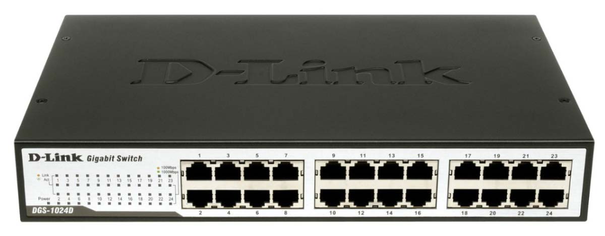 DGS-1024DE D-Link 24-Ports RJ-45 10/100/1000Mbps 10/100/1000Base-T Gigabit Unmanaged Desktop Switch (Refurbished)