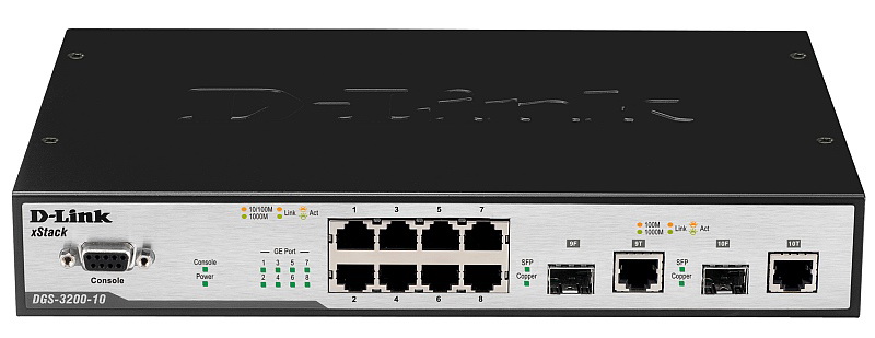 DGS-3200-10 D-Link 8-Ports 10/100/1000 Layer 2 Managed Ethernet Switch with 2 1000Base-T/SFP Combo Ports (Refurbished)