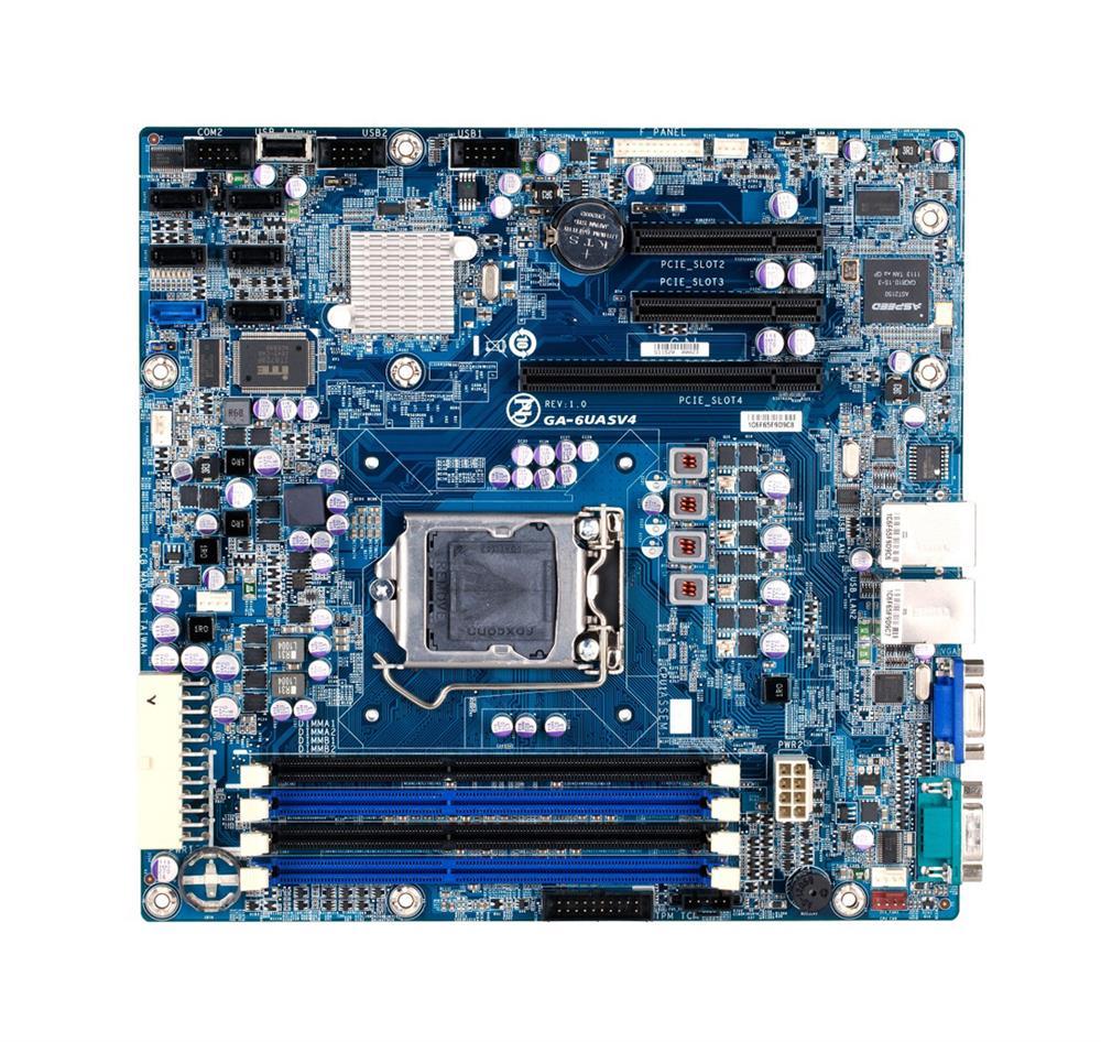 GA-6UASV4 Gigabyte Socket LGA 1155 Intel C202 Chipset Xeon E3-1200 v2 Processors Support DDR3 4x DIMM 6x SATA 3.0Gb/s Micro-ATX Server Motherboard (Refurbished)